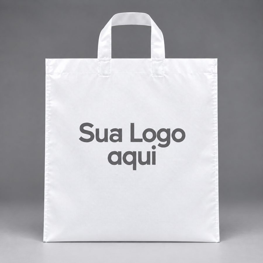 Sacola alça fita branca com logo