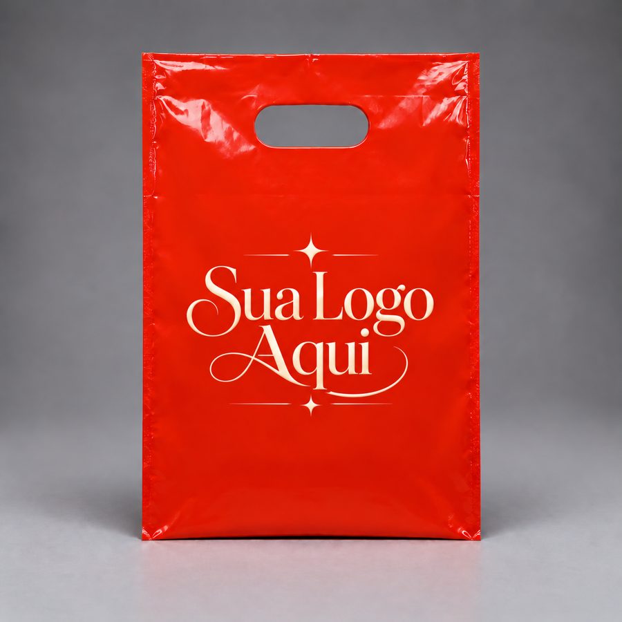 Sacola boca vazada vermelha com logo